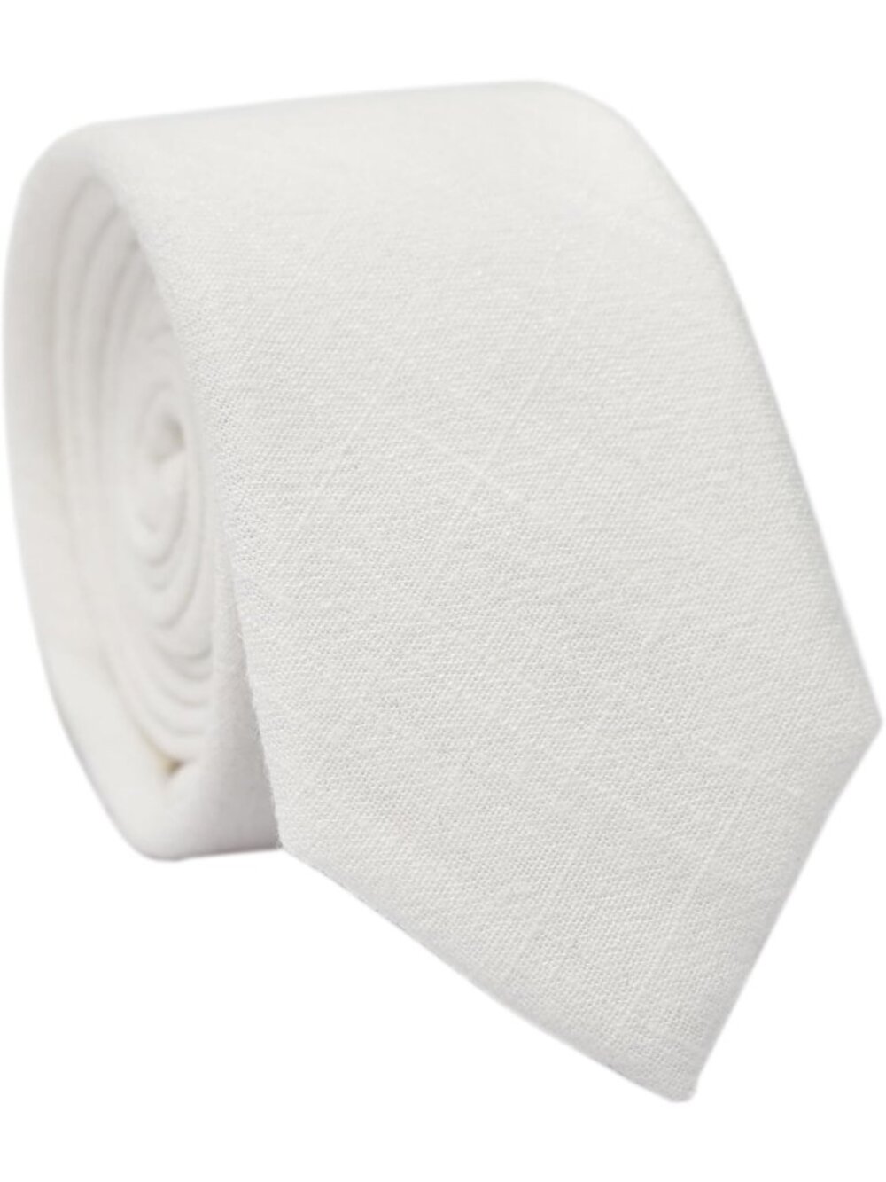 Stylish Men's Skinny Ties - Cotton Linen Blend, 2.5" Solid Neckties for Any